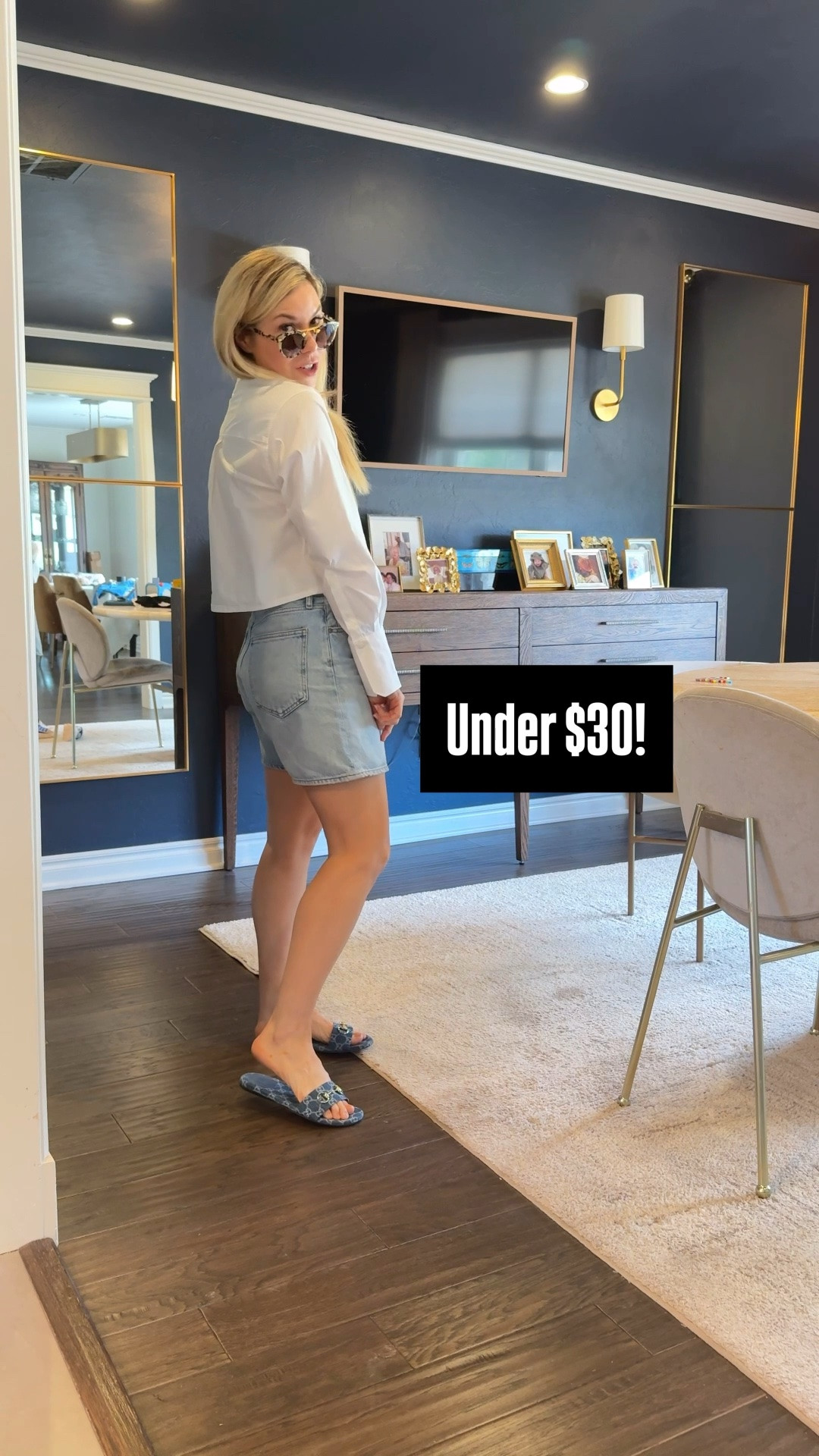 Cropped button down 
Denim shorts 
Gucci shorts

#LTKdayinmylife #LTKootd #LTKgrwm