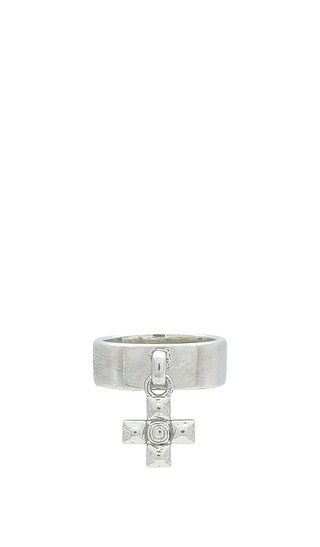 Molten Cross Charm Ring in Silver | Revolve Clothing (Global)