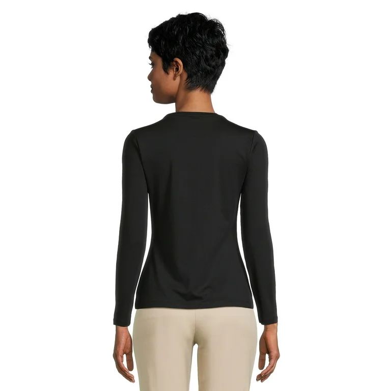 Time and Tru Women's Round Neck Smooth Tee with Long Sleeves, Sizes XS-XXXL | Walmart (US)