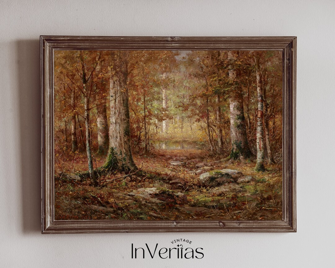 Autumn Forest Vintage Painting Farmhouse Fall Decor PRINTABLE No. 480 - Etsy Canada | Etsy (US)