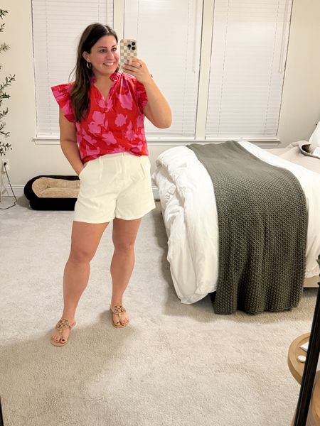 Cute outfit for Vacation, Spring Break! Loving this white pleated shorts! Wearing size L in both 

#LTKSeasonal #LTKMostLoved #LTKfindsunder100