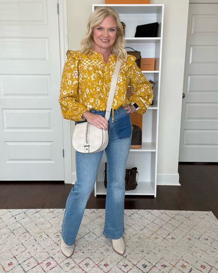 Channeling the 70's in this outfit from Walmart!
#walmart
#walmartfashion
#walmartfinds
@walmart
#affordablefashion
#westernboots
#denimtrends
#flares
#crossbody
#falltrends
#fall2022
#fashionover40
#fashionover50
#over50andfabulous

#LTKstyletip #LTKunder50 #LTKshoecrush