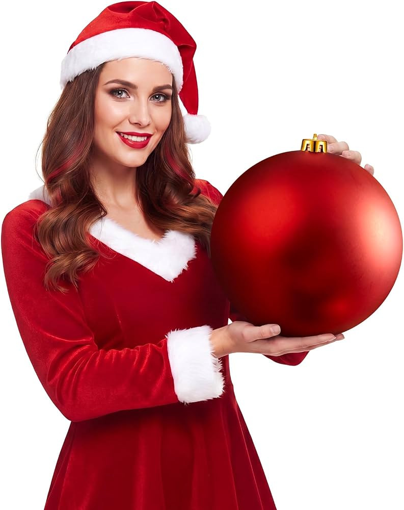 Threan 8 Inch Large Red Matte Christmas Ball Ornaments | Amazon (US)