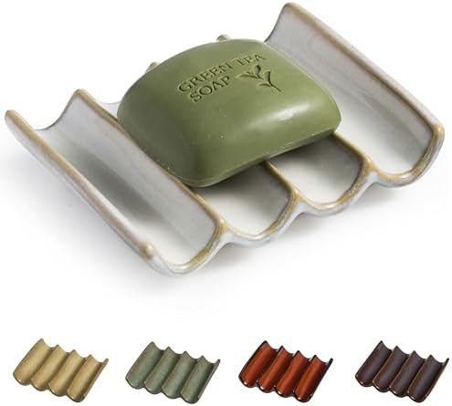 Soap Dish with Self Drain Fluted Design, Bar Soap Holder for Bathroom, Japanese Soap Tray for Sho... | Amazon (US)