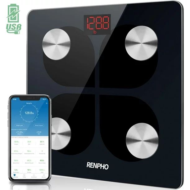 RENPHO USB Rechargeable Body Weight Scale, Body Fat Scale, Smart Scale Digital Weight BMI Scale B... | Walmart (US)