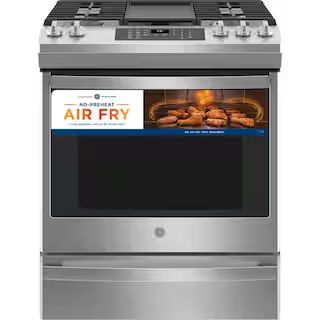 GE 30 in. 5.6 cu. ft. Slide-In Gas Range with Self-Cleaning Convection Oven and Air Fry in Stainl... | The Home Depot