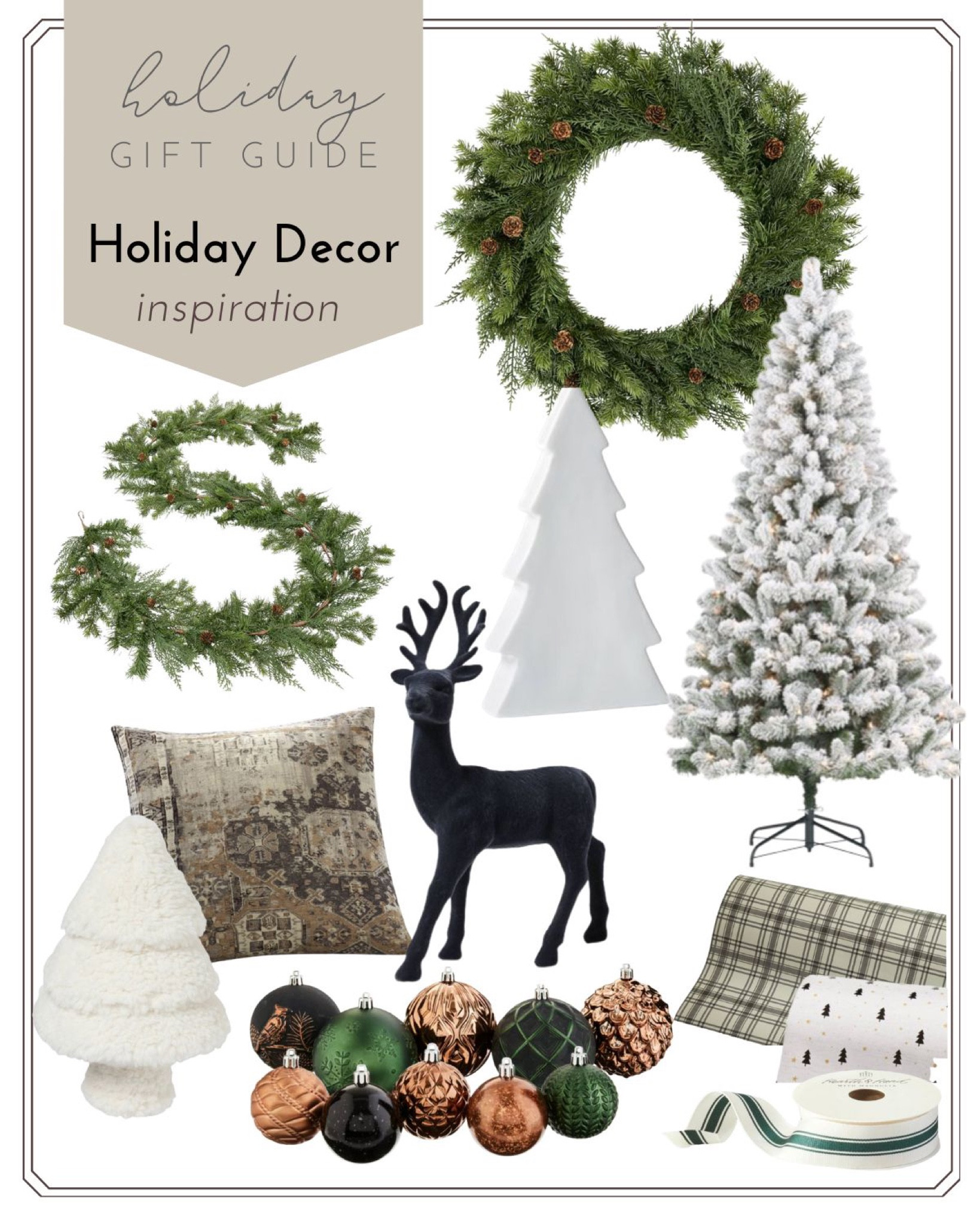 Holiday inspiration. Neutral holiday decor. Flocked Christmas tree. Green and bronze Christmas decor. Flocked tree under 100

#LTKSeasonal #LTKunder100 #LTKhome