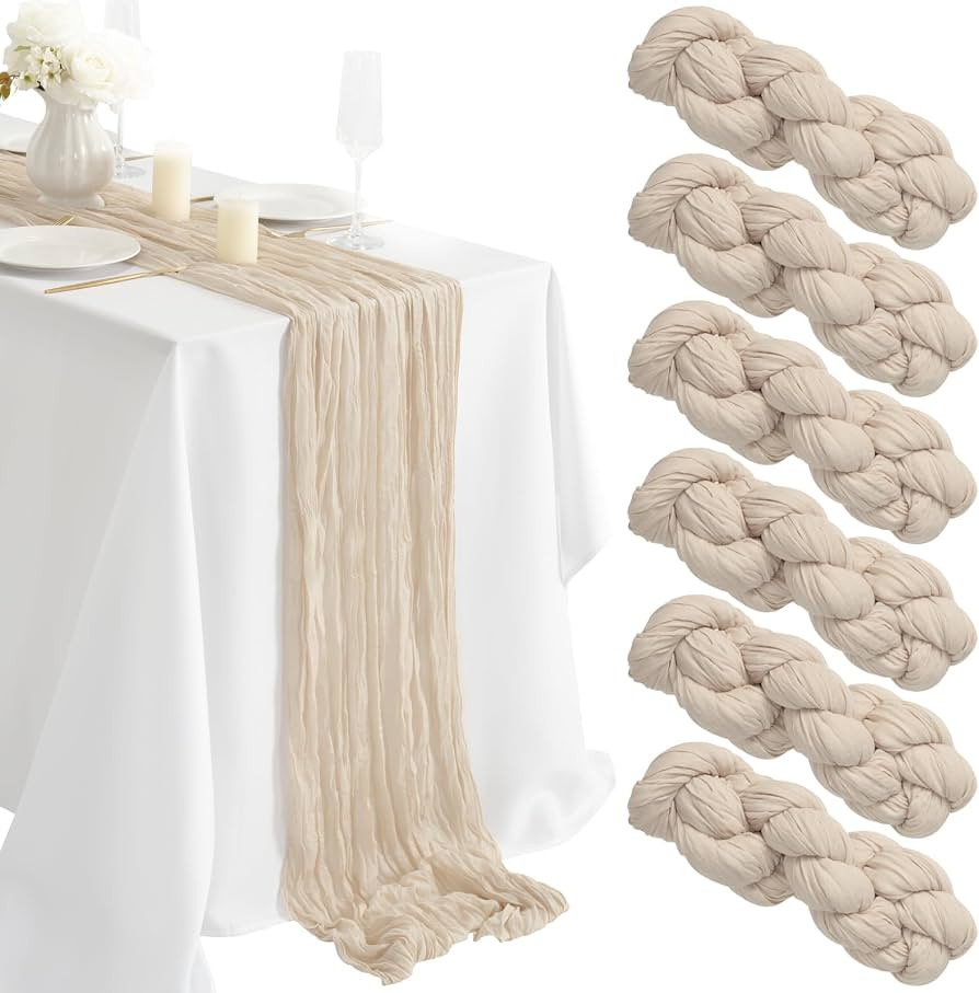 combocube 6 Pack 35x120 Inch 10Ft Cheesecloth Long Table Runner Gauze Rustic Romantic Table Cloth... | Amazon (US)