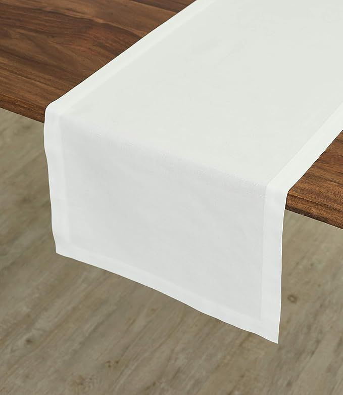 Solino Home Dru Cotton Linen Table Runner – 14 x 72 Inch, White Table Runner - Natural Fabric M... | Amazon (US)