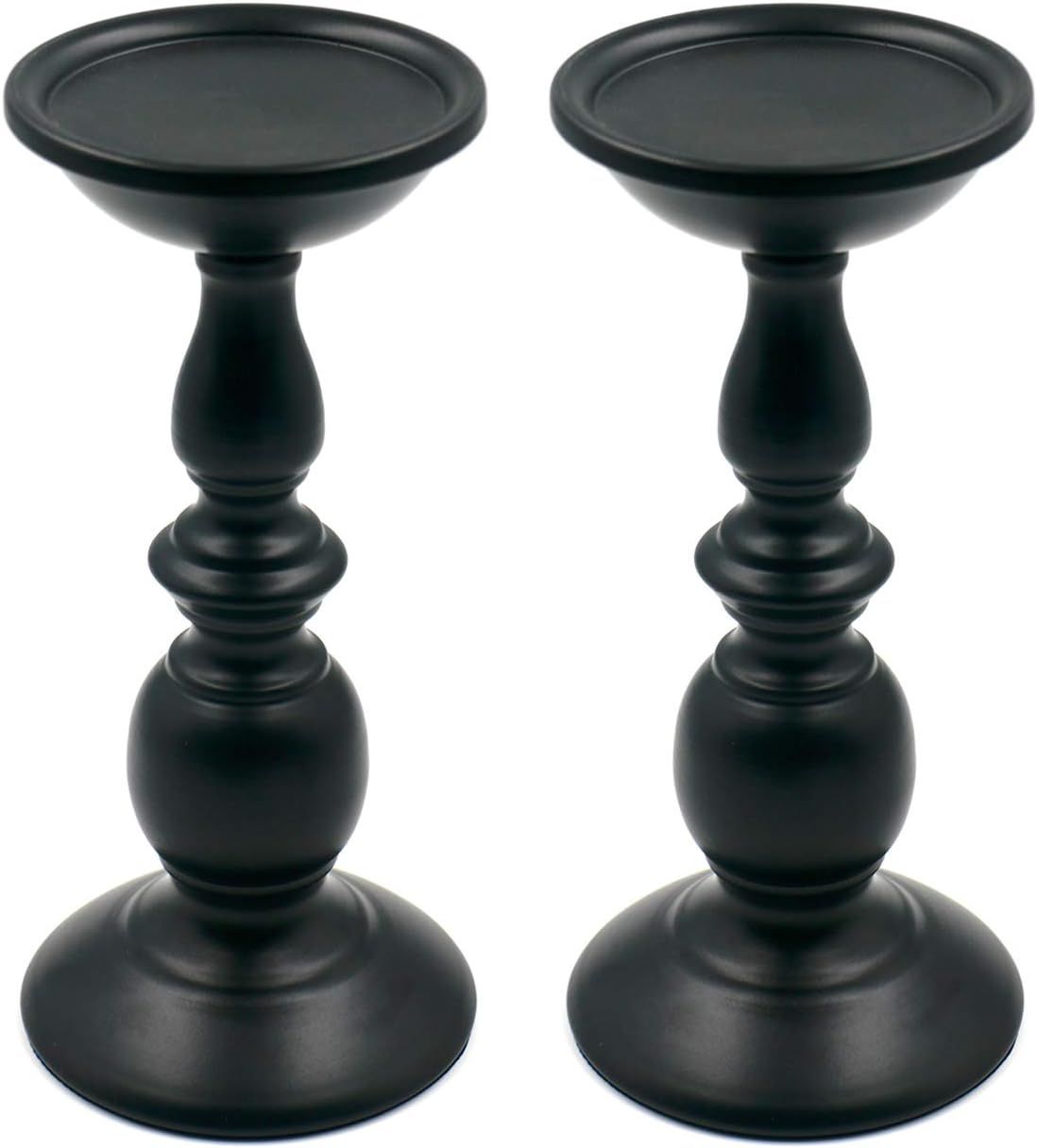 2 Pack of Decorative Pillar Candle Holder, Black Simple Retro Iron Candlestick for LED and Pillar... | Amazon (US)