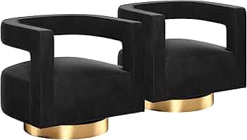 BELLEZE Set of 2 Swivel Accent Chair, Modern Barrel Chair Comfy Velvet Curved Back Round Chair w/... | Amazon (US)
