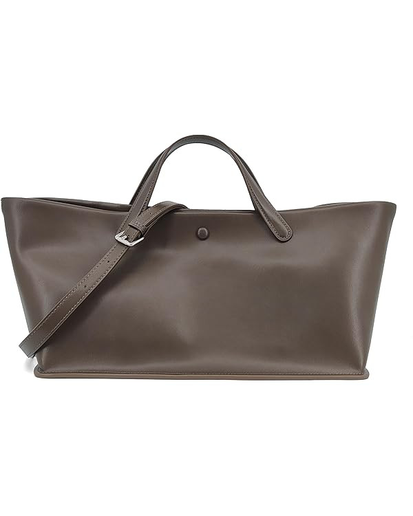 2Pcs Set, Large Leather/Canvas Tote Bag for Women, Casual Designer Detachable Crossbody Shoulder ... | Amazon (US)