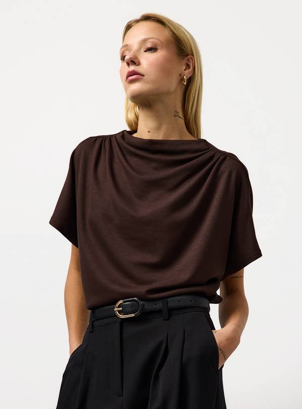 Brown High Neck Co-ord Draped Top 16 | Tu Clothing
