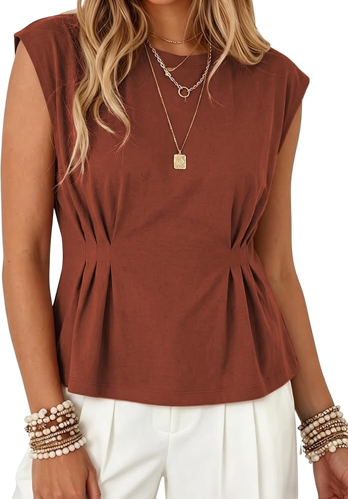 Watashi Women Summer Babydoll Pleated Tops Peplum Tunic Shirt | Amazon (US)