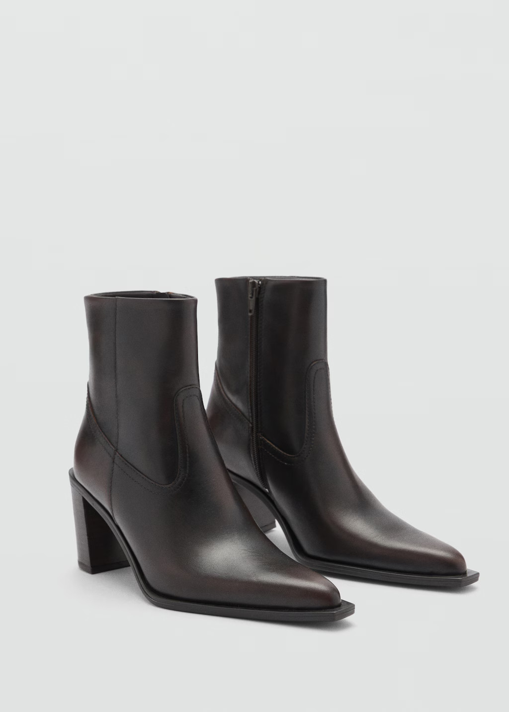 Leather ankle boots with block heel | MANGO (UK)