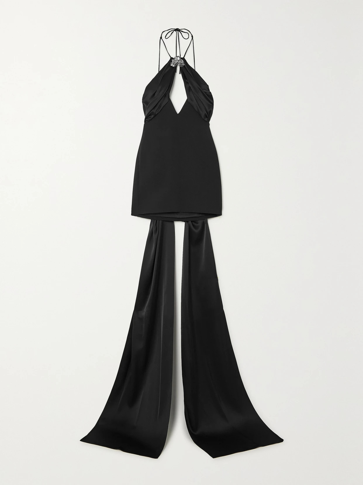 David Koma - Embellished Cady And Satin Halterneck Mini Dress - Black | NET-A-PORTER (US)