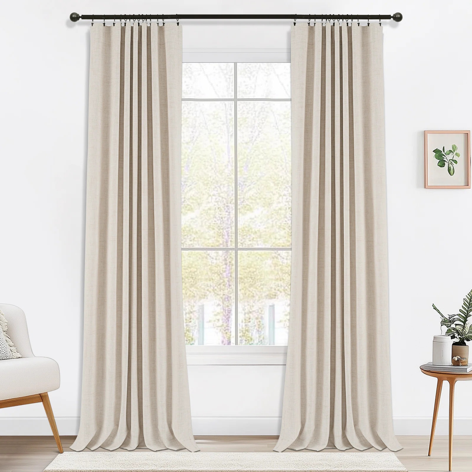 Wade Logan® Birglinde Faux Linen Textured Thermal 100% Blackout Curtains for Bedroom Living Room... | Wayfair North America
