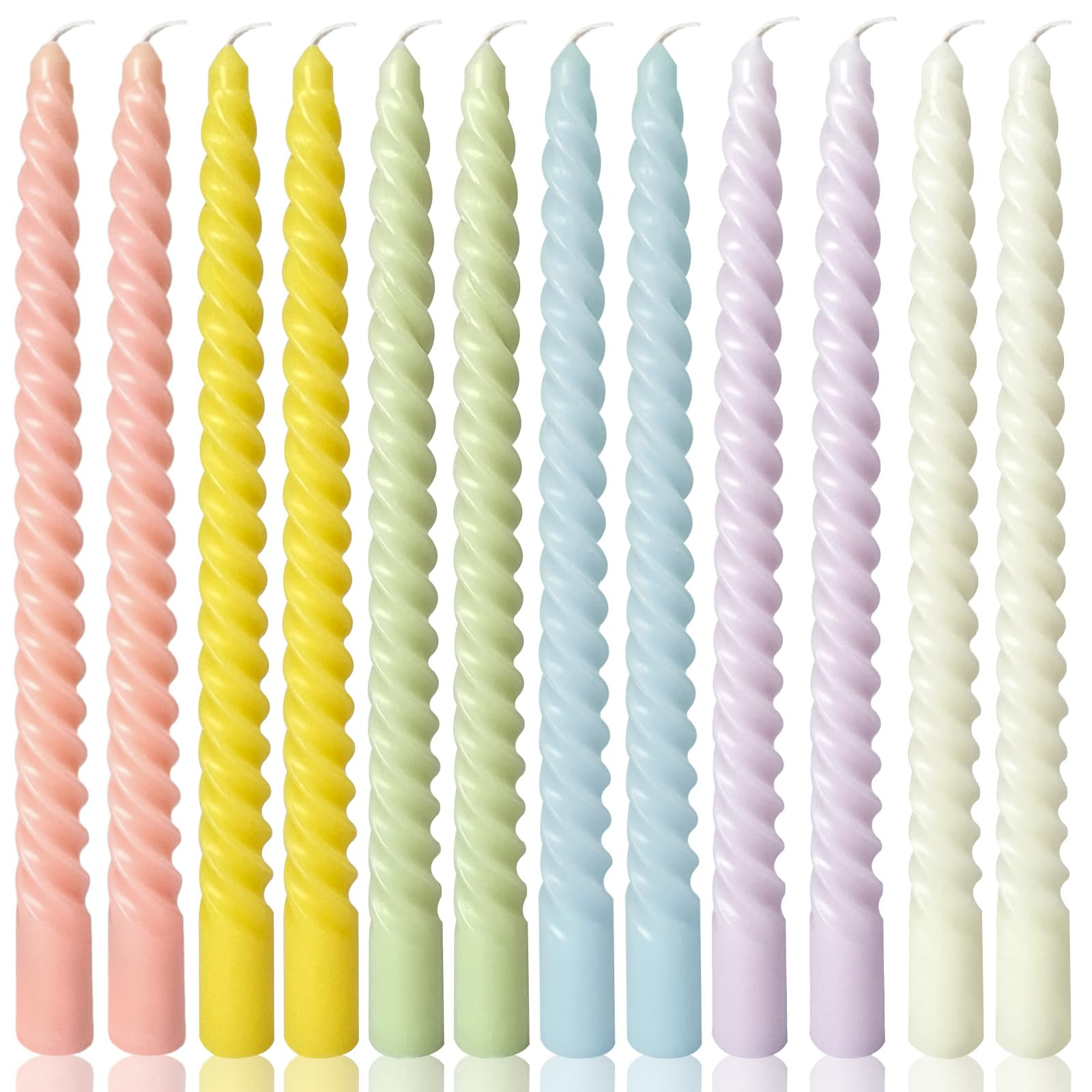 10 Inch Cream Spiral Taper Candles for Home Decoration, 12 Pack Candy-Color Candlesticks for Dinn... | Amazon (US)