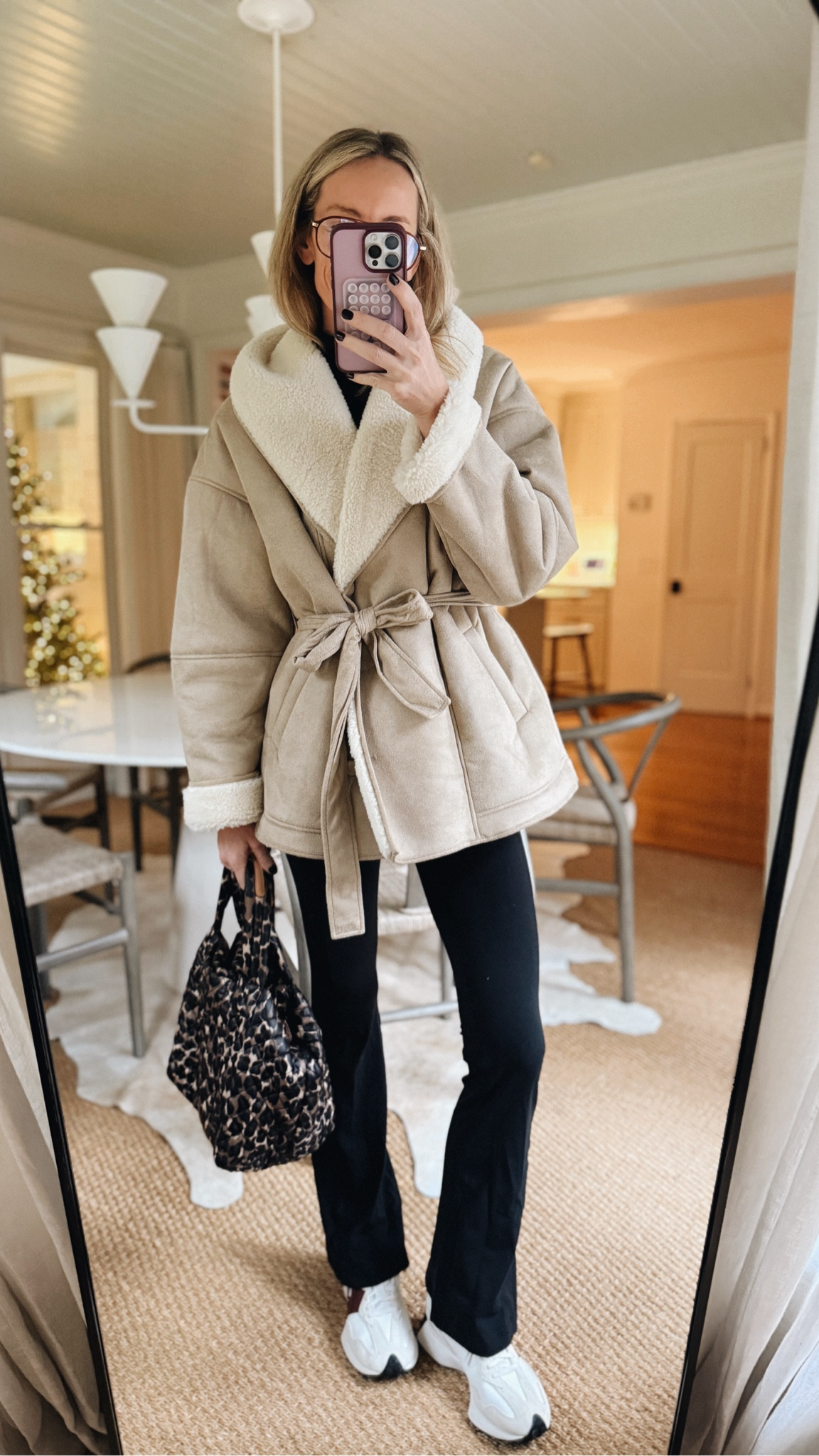 Size small pants and size Medium sweatshirt!! I cannot get over this set and jacket!! 