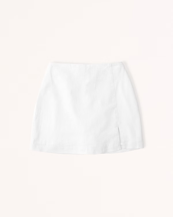 Linen-Blend Slit Mini Skort | Abercrombie & Fitch (US)