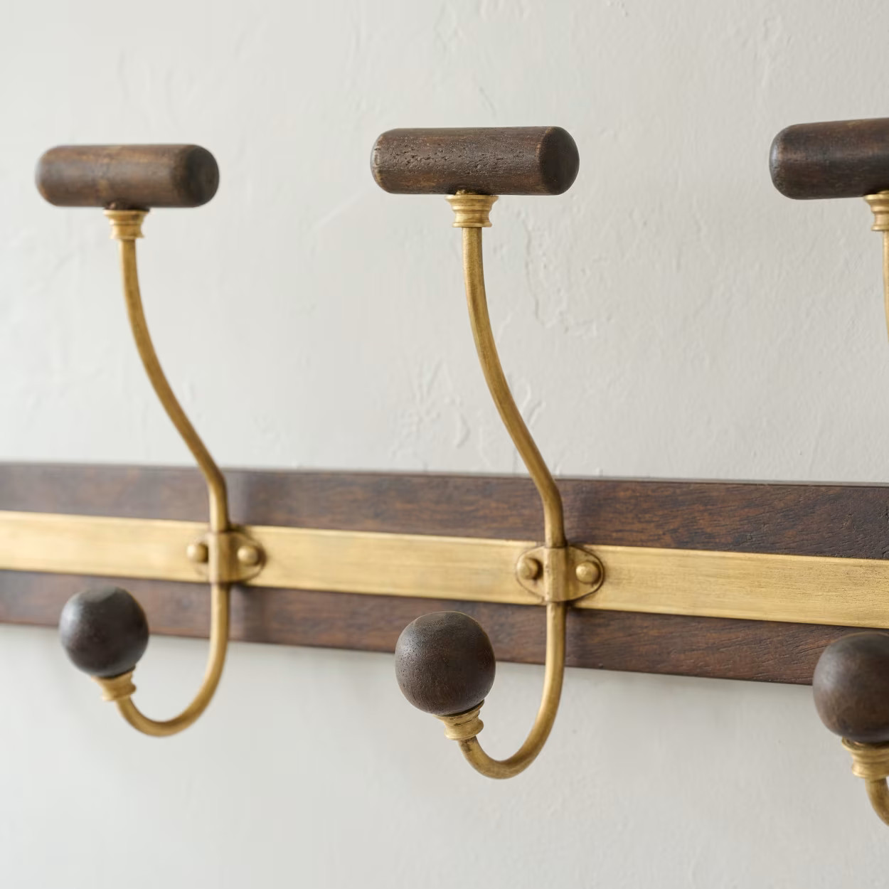 Grant Wood and Brass Hook Rack | Magnolia