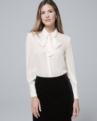 White House Black Market Silk Tie-Neck Blouse | White House Black Market