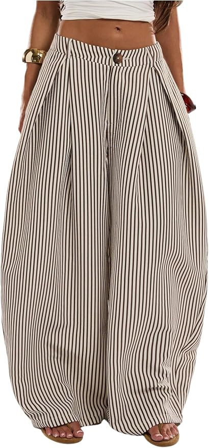 GORGLITTER Women's Barrel Pleated Oversized Wide Leg Cargo Pants | Amazon (US)