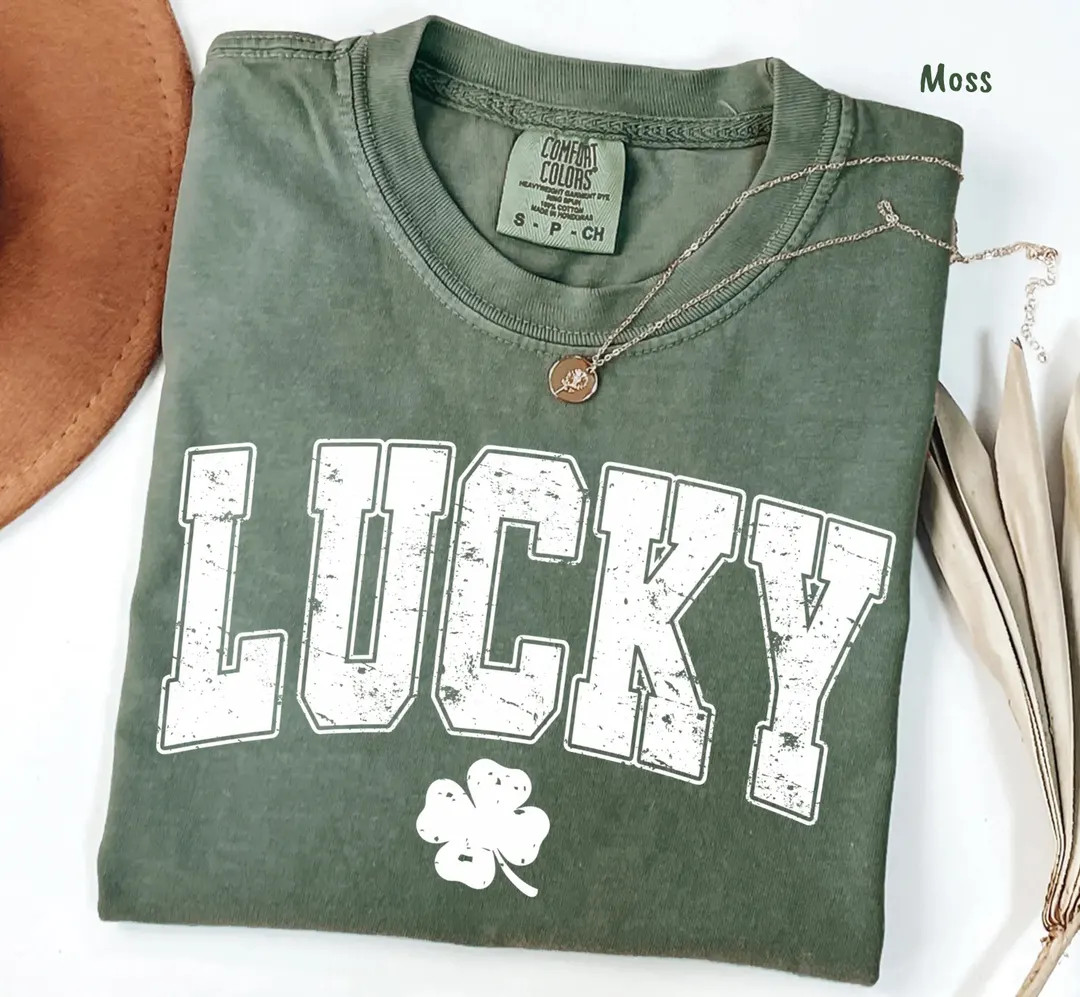 St Patricks Day Comfort Colors® Shirt Lucky Shamrock Tee - Cute Saint Patrick's Party Tee Four L... | Etsy (US)