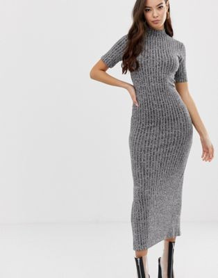 ASOS DESIGN marl rib maxi dress with high neck | ASOS US