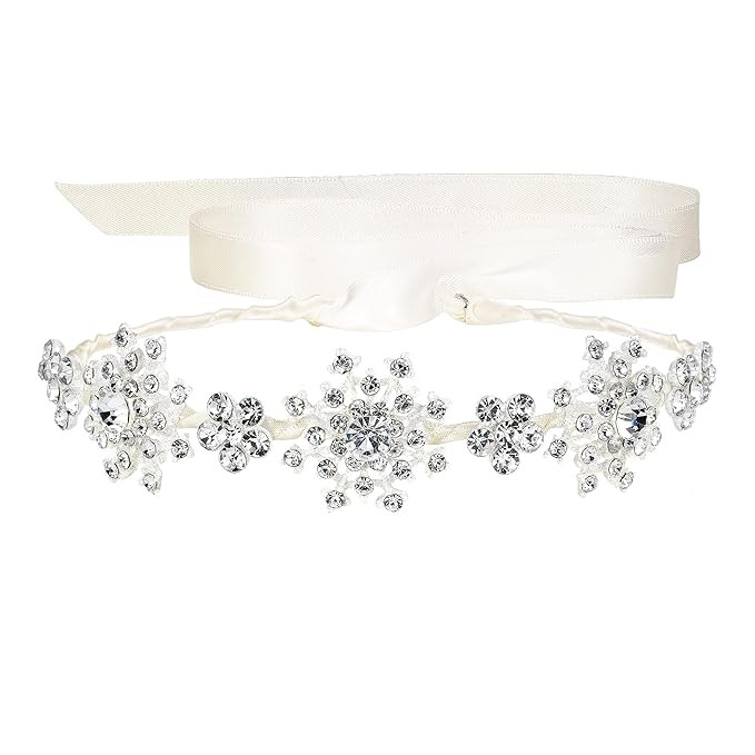 EVER FAITH Silver-Tone Austrian Crystal Wedding Snowflake Flower Hair Band Clear | Amazon (US)