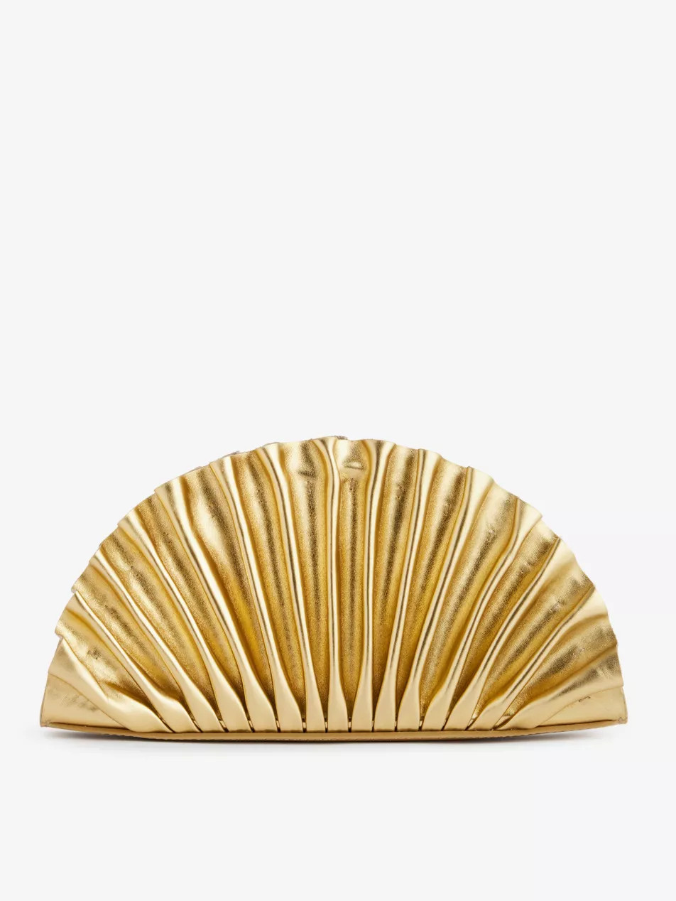 Nala pleated metallic-leather clutch bag | Selfridges
