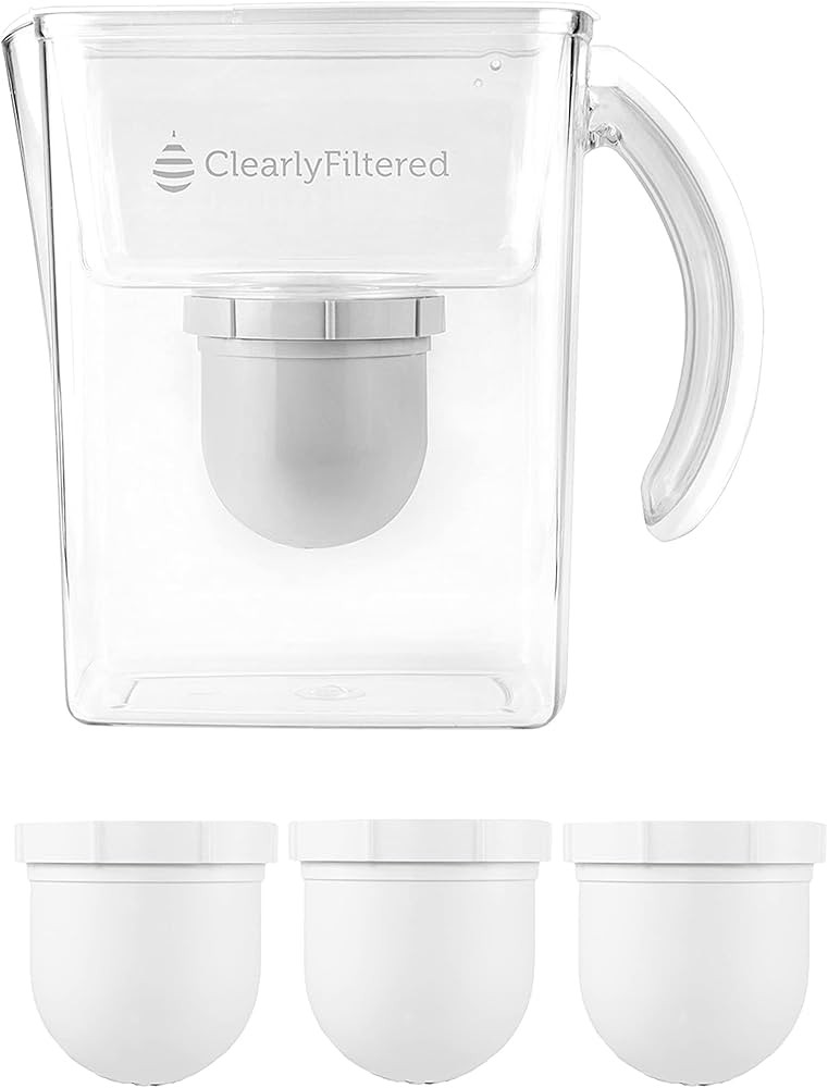 Clearly Filtered No.1 Filtered Water Pitcher for Fluoride/Water Filter Pitcher + 3 Replacement Fi... | Amazon (US)