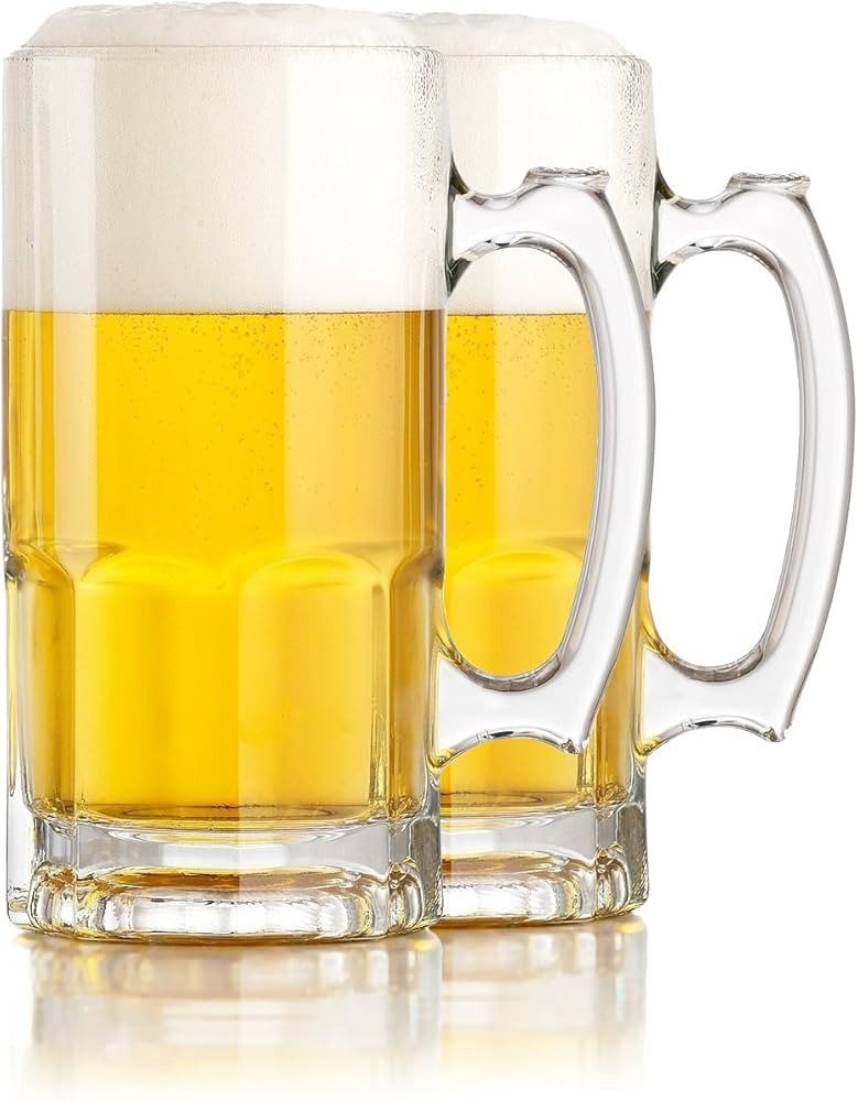 Serami Hikari Design 1L (34oz) German Style Extra Large Super Glass Beer Steins, Set of 2 | Amazon (US)