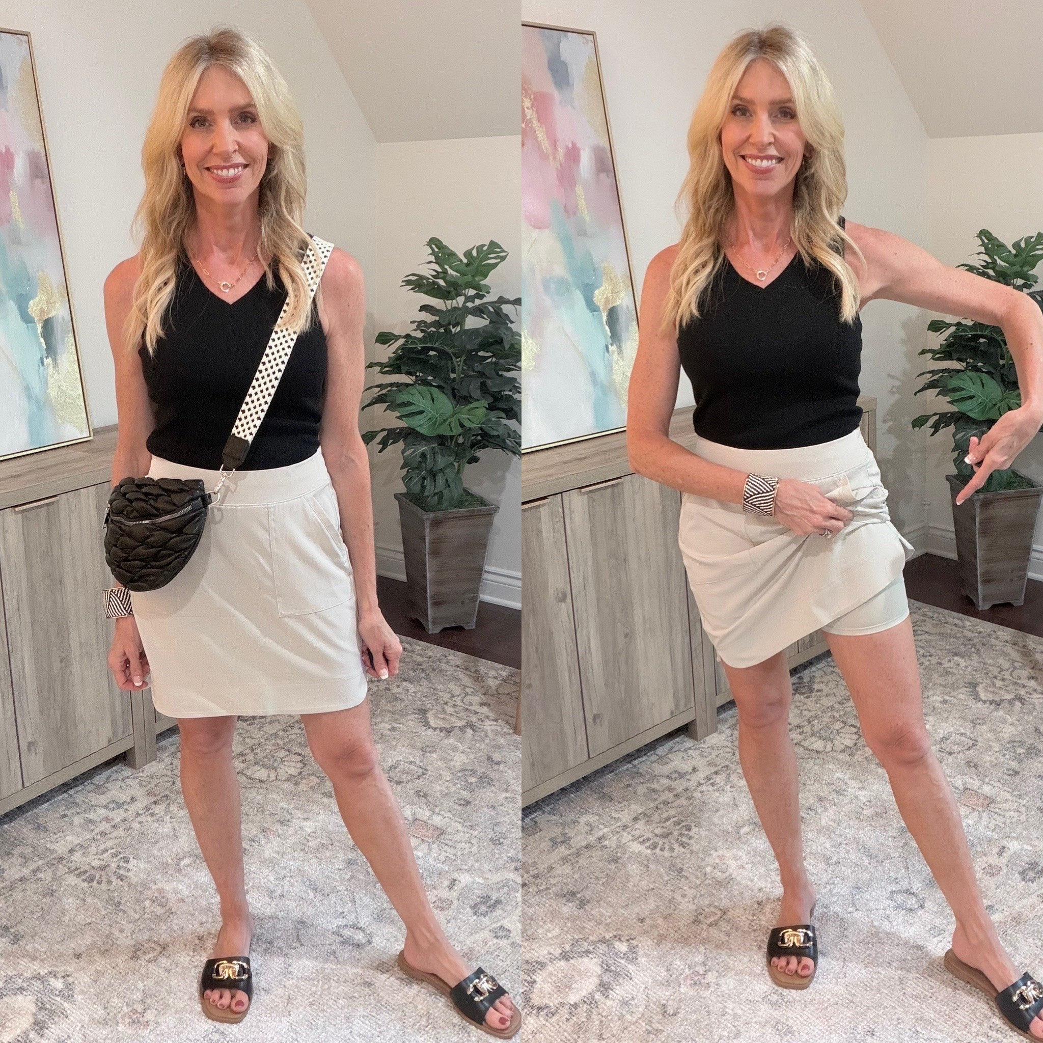 This longer length Amazon skirt is both functional and fabulous! It's hits around knee length and is quick dry fabric. It has a stretchy waistband and front pockets. I love the hidden shorts underneath and scalloped hem!

It comes in a ton of colors and prints and 5 sizes. I'm 5'6" and wearing a size small.

#LTKootd #LTKgrwm #LTKOver40