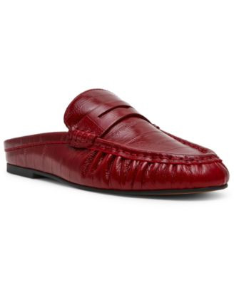 Steve Madden Women's Rafe Tailored Slip-On Loafer Mules - Burgundy Shiny | Macy's