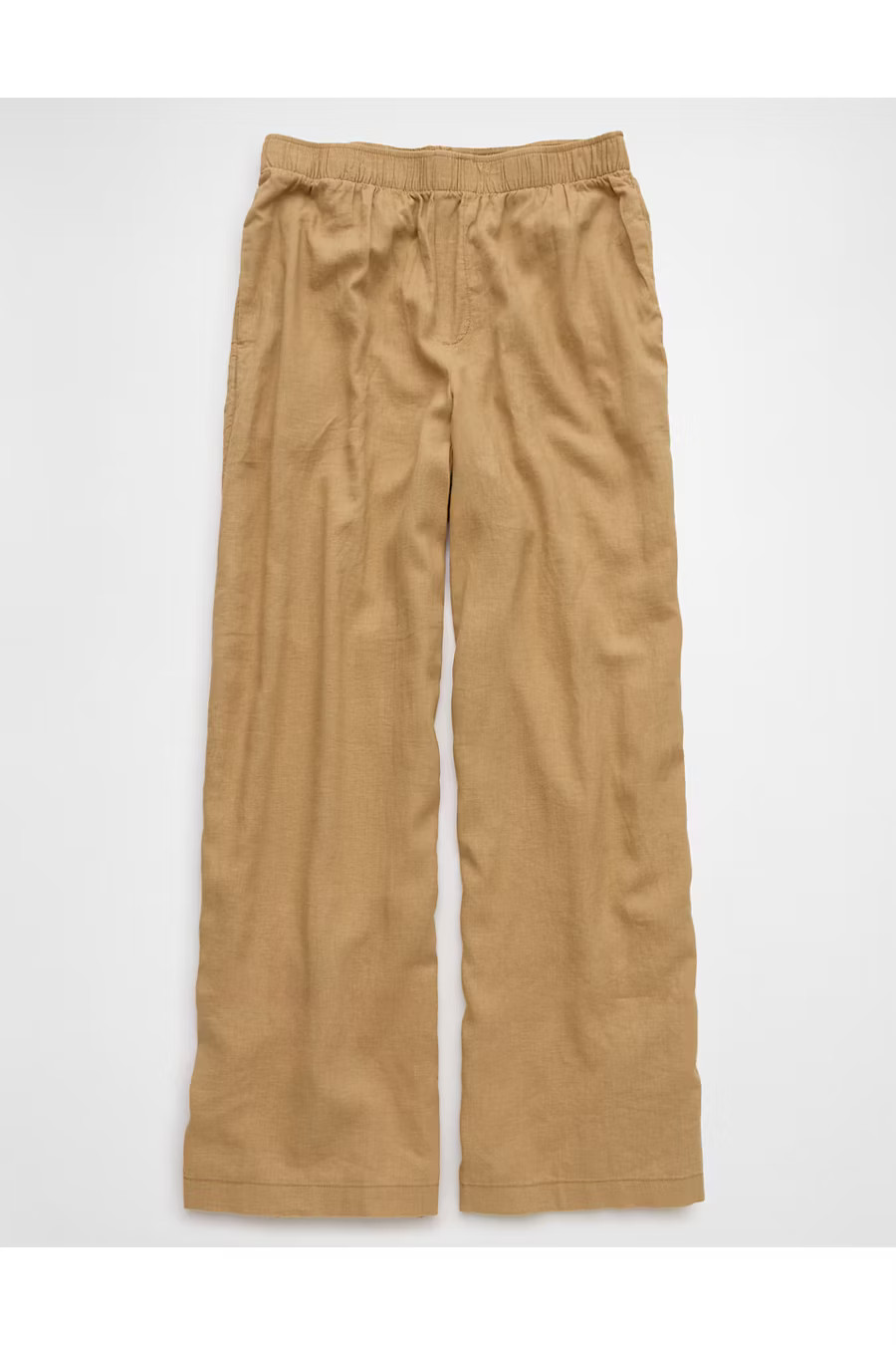 AE Weekend Vibes Linen-Blend Pull-On Pant Women's Camel M | American Eagle Outfitters (US & CA)