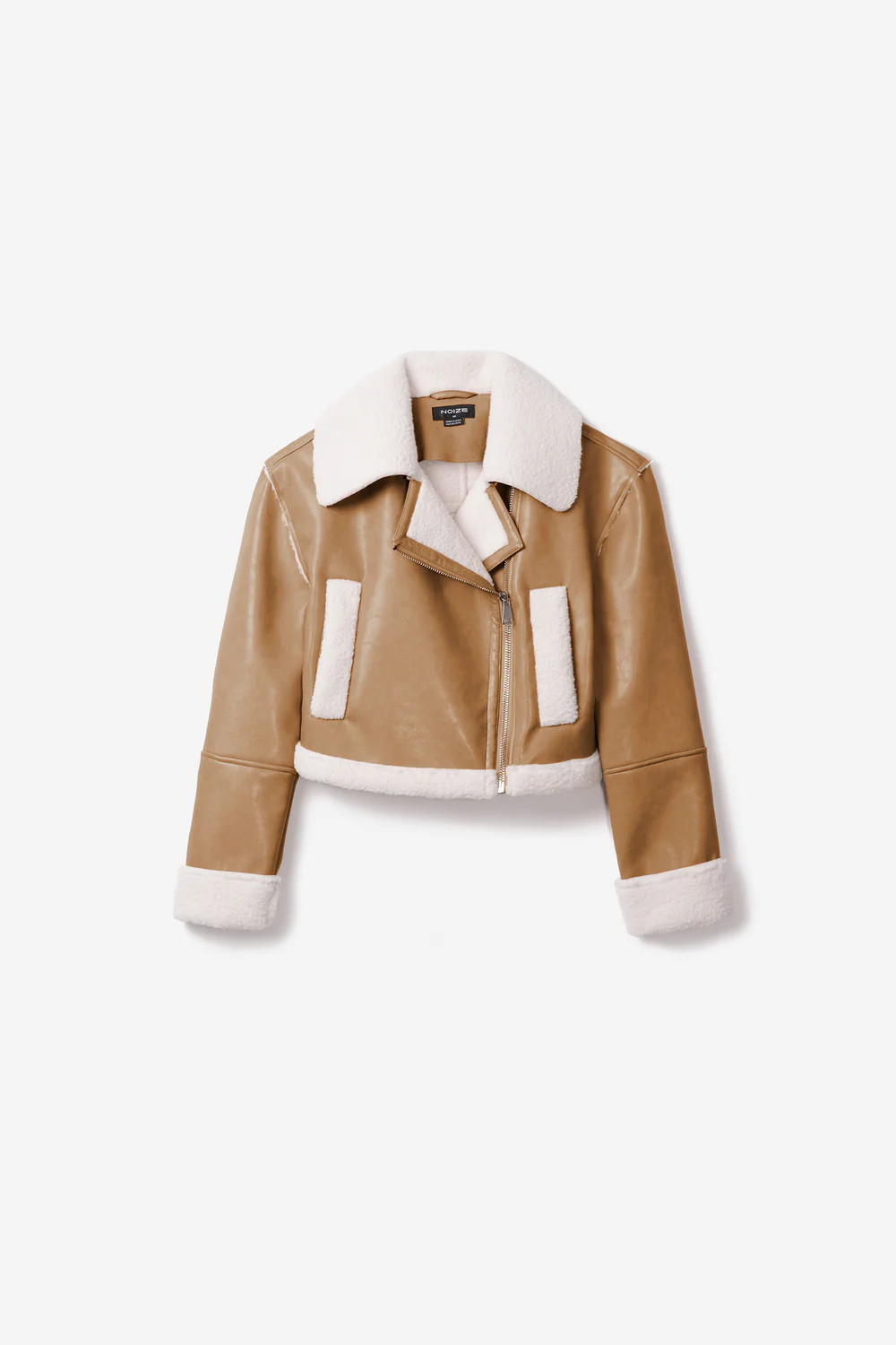 Viveca Cropped Shearling Vegan Leather Jacket | Noize (US)