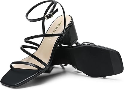 DREAM PAIRS Womens Block Heels 2 inch Strappy Square Toe Dressy Chunky Low Heeled Sandals for Par... | Amazon (US)