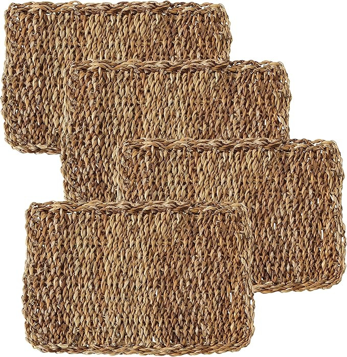 WHW Whole House Worlds Made by Nature Rectangular Woven Seagrass Place Mats, Set of 4, Chunky Wea... | Amazon (US)