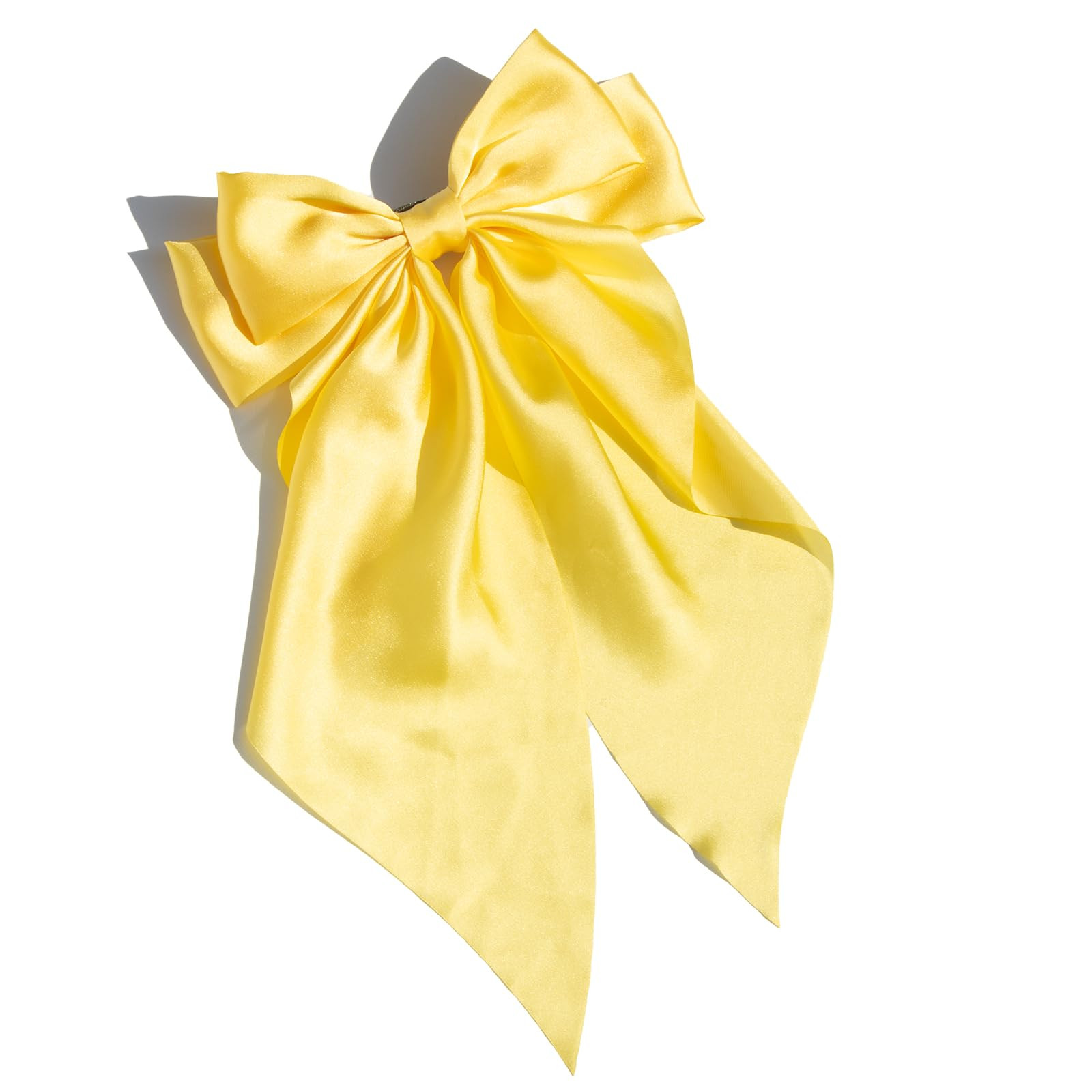 Yellow Hair Bow,Long Silk Satin Bows 1 Pcs,Yellow Bows for Girls Hair Bows for Women | Amazon (US)
