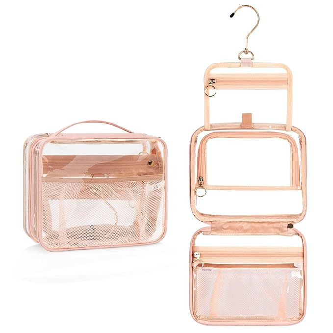 CUBETASTIC Hanging Travel Toiletry Bag for Women, Clear Makeup Bags Portable Transparent Cosmetic... | Amazon (US)