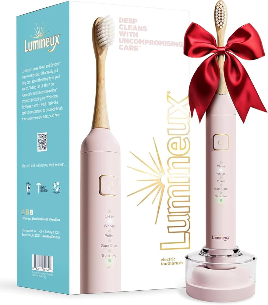 Lumineux Teeth Whitening Sonic Bamboo Electric Toothbrush for Adults - Includes 2 Soft Bristle Re... | Amazon (US)