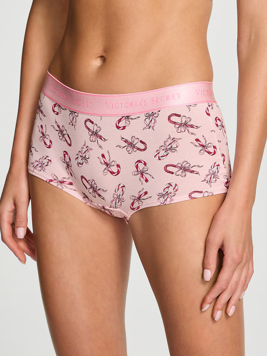 Buy Logo Cotton Boyshort Panty, Angel Pink Candy Canes - Order Panties online - Victoria's Secret... | Victoria's Secret (US / CA )
