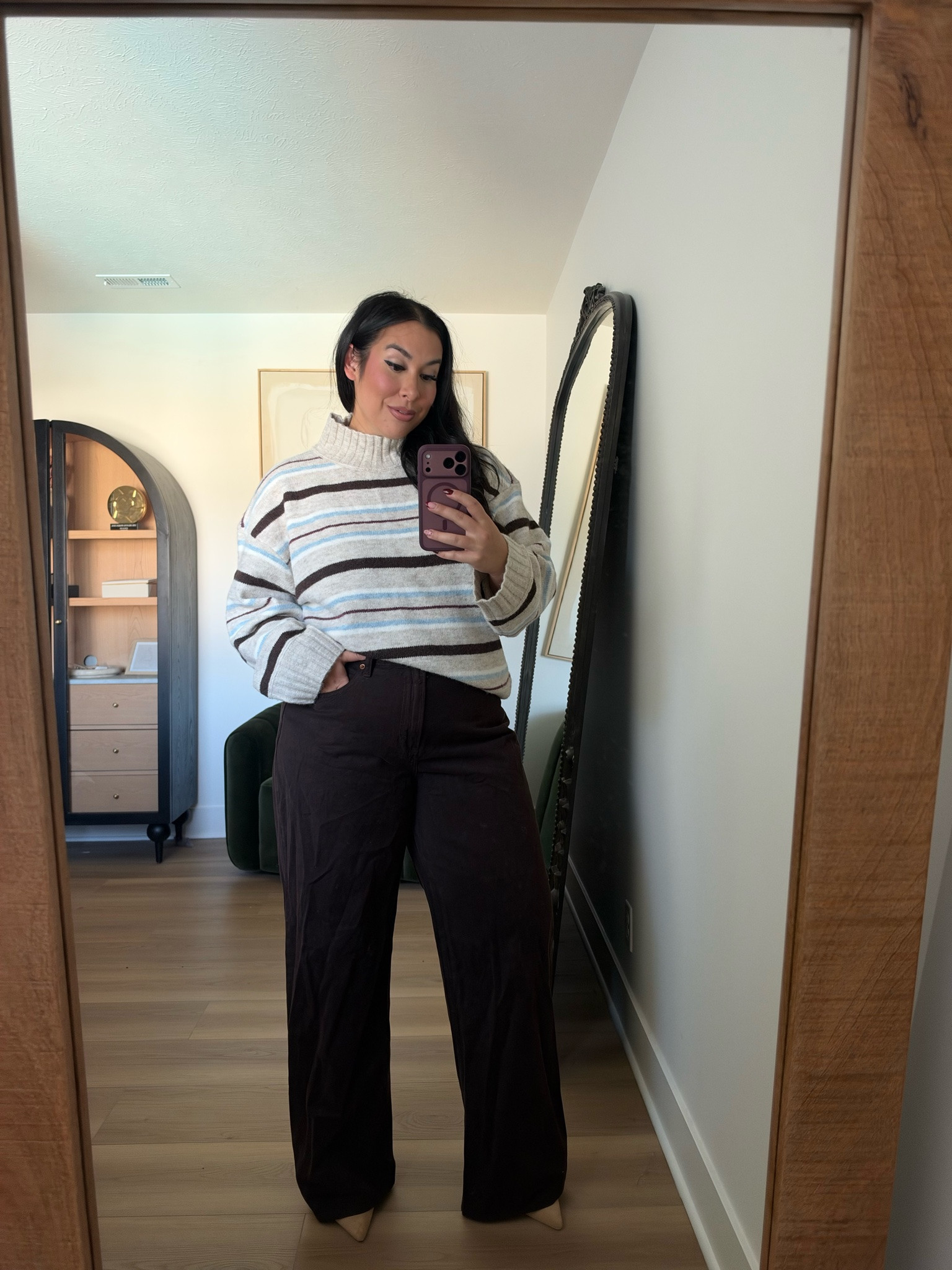 You guys know how much I love these wide leg jeans, the rise, the fit is so comfortable and lightweight! Paired it with the cutest fall striped sweater. Wearing an 33 in the denim, large in the top. Abercrombie is having a huge sale!!  Use code AFLTK to get an additional 20% off almost everything! abercrombie, fall style, fall fashion, on sale, fall staples 

 #LTKSeasonal #LTKMidsize