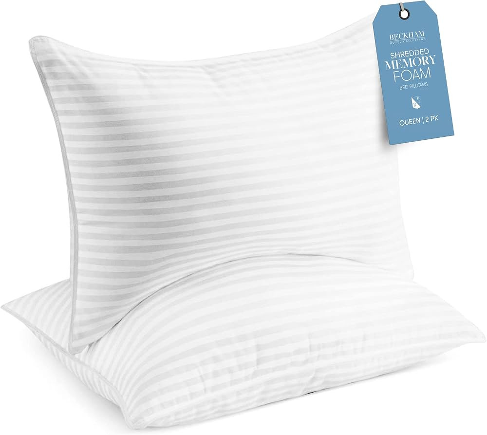 Beckham Hotel Collection Queen/Standard Size Memory Foam (Adjustable Fill) Bed Pillows Set of 2 -... | Amazon (US)