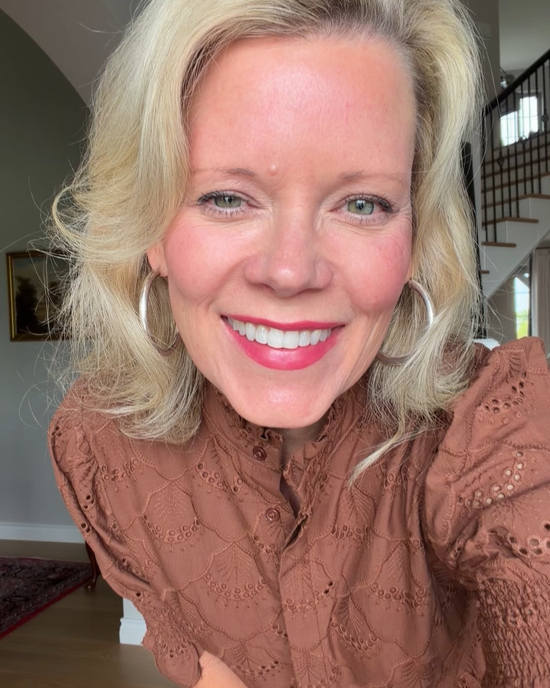 You have seen this @Tuckernuck dress before because I bought it in two other patterns. In love with this chocolate brown eyelet. It is the perfect fall outfit and is so comfortable and feminine. It runs true to size. Shop now during the friends and family sale. 🤎￼