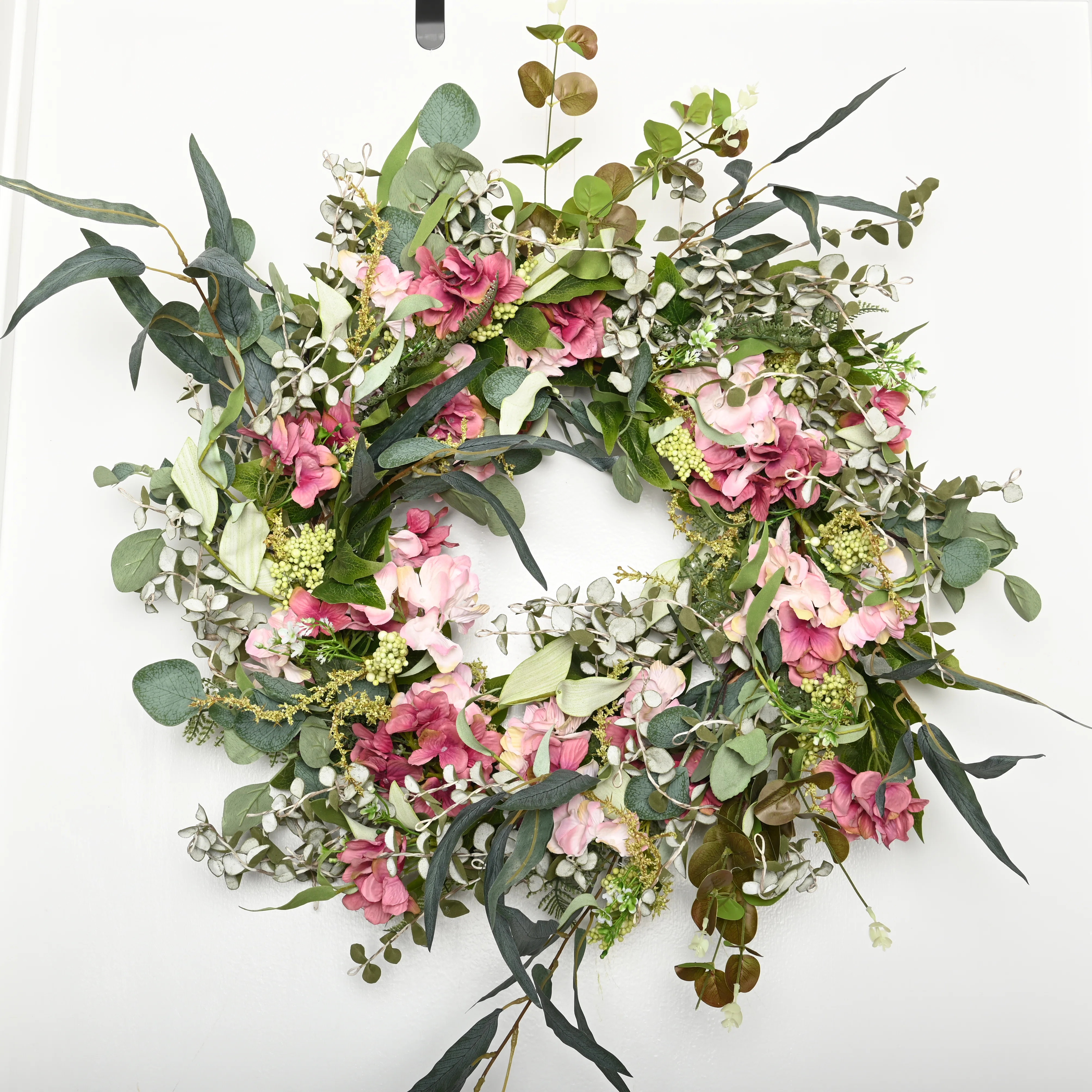 24" Faux Everyday Spring Hydrangea Floral Wreath for Front Door | Wayfair North America