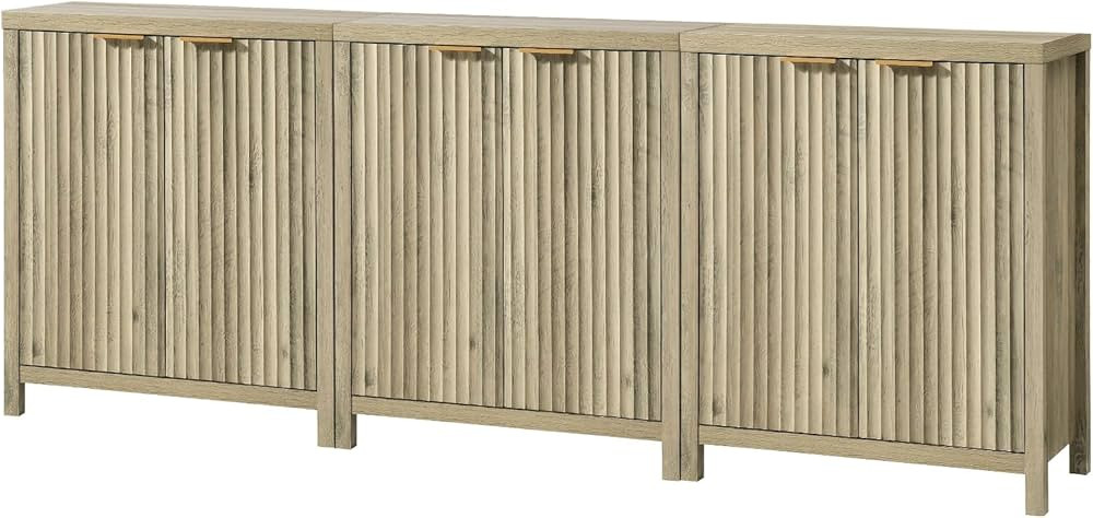 Oxford Storage Cabinet Fluted Sideboard Buffet Cabinet with Adjustable Shelves, Multifunctional C... | Amazon (US)