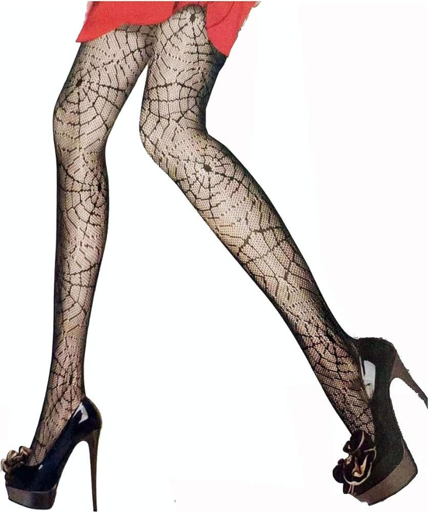 Sexy Women Halloween Fishnet Pantyhose Stockings Spider/Skull Web Lace Tight Socks Halloween Dres... | Amazon (US)