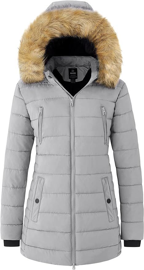 wantdo Women's Warm Winter Coat Heavy Puffer Jacket Parka with Fur Trimmed Hood | Amazon (US)
